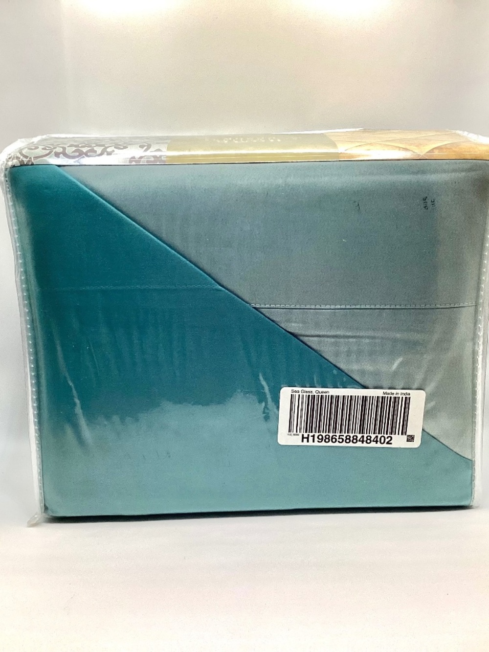 NWT Home Reflections 600TC Easy Care Reversible Queen Sheet 4pc Set. Sea Glass